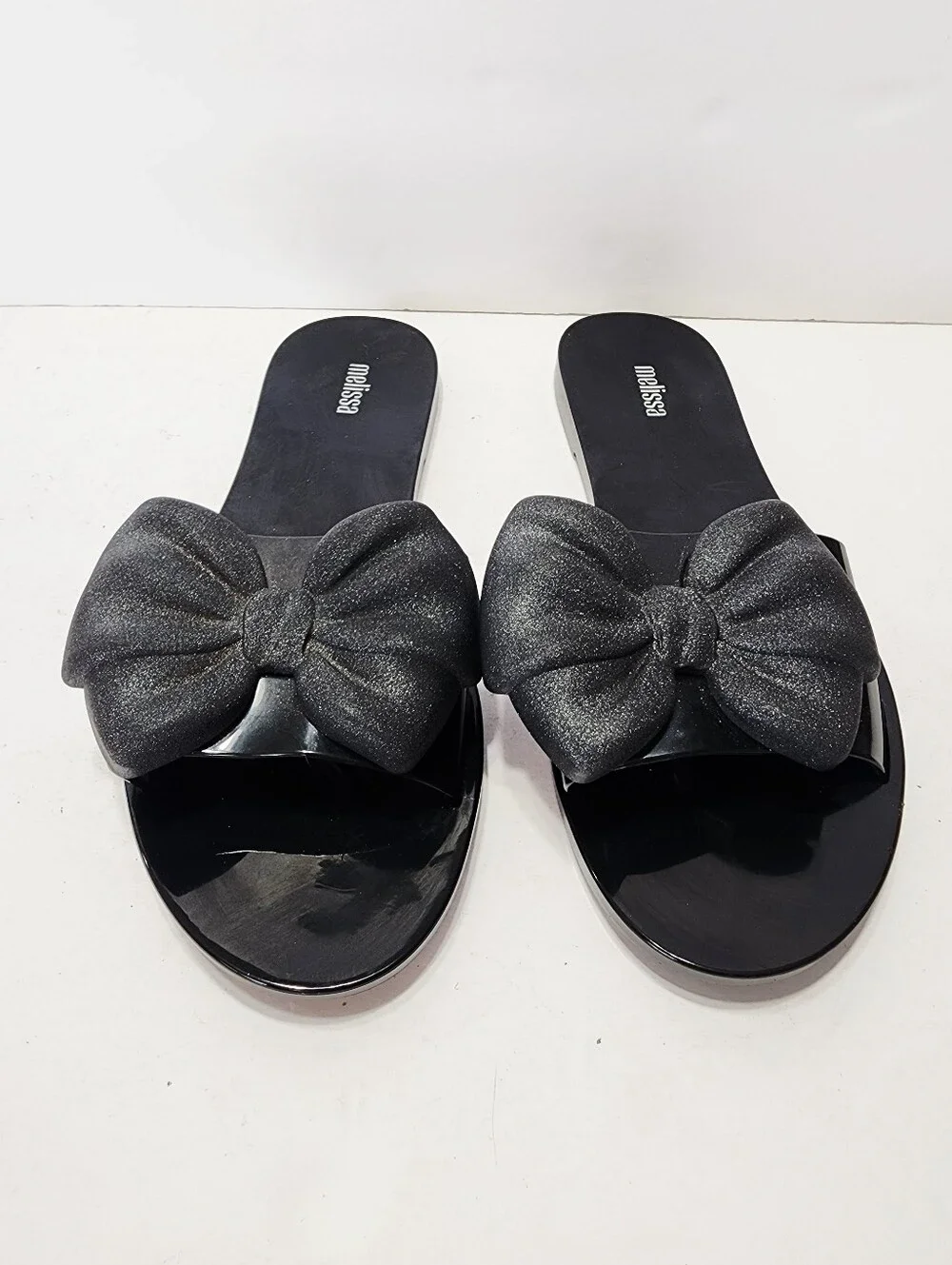 Melissa Black Bow Slide Sandals Size 9